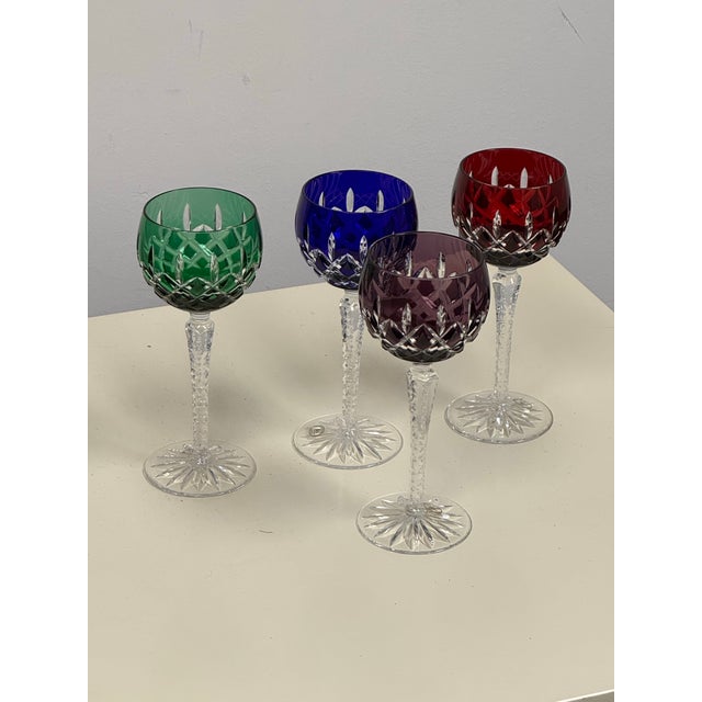 Traditional Ajka Crystal Marsala Hand-Cut Wine Glasses, Set of Four For Sale - Image 3 of 12