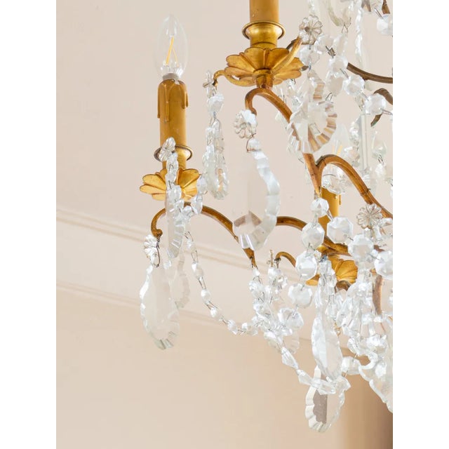 19th Century Louis XV Bronze and Crystal Chandelier For Sale - Image 5 of 8