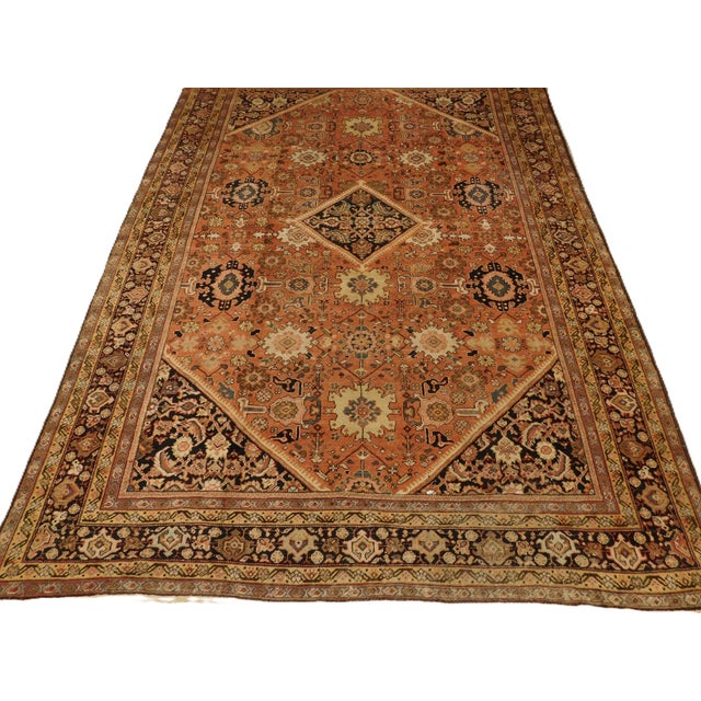Genuine Hand Knotted Authentic Antique Persian Mahal Rug 12'x 8'10" For Sale - Image 12 of 18