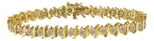10K Yellow Gold Plated .925 Sterling Silver 7.0 cttw 2-Prong Set Round Brilliant Cut Diamond "S" Link Bracelet (J-K color, I1-I2 clarity) - 7"