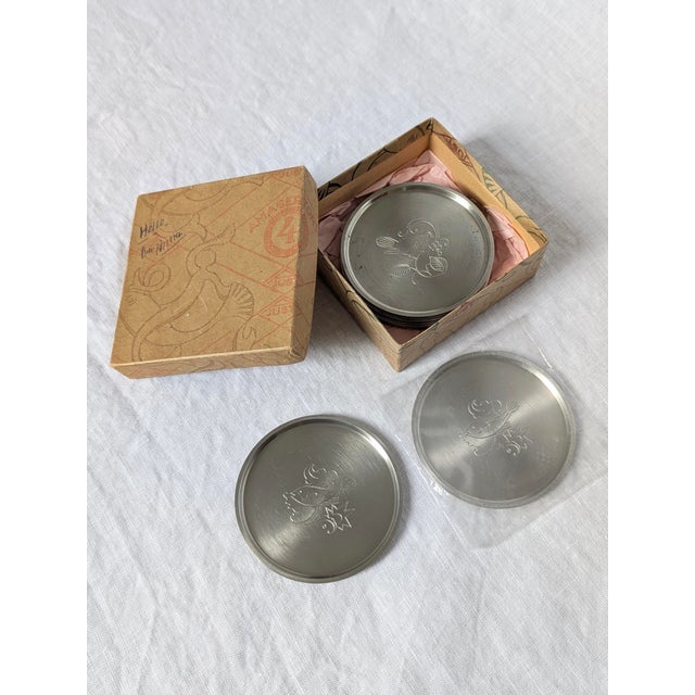 Engraved Pewter Glass Coasters by Just Andersen, 1930s, Set of 12 For Sale - Image 6 of 16