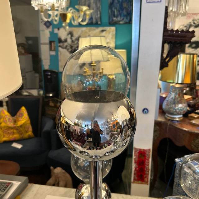 Vintage 1970s Atomic Chrome Lamps a Pair For Sale - Image 11 of 12