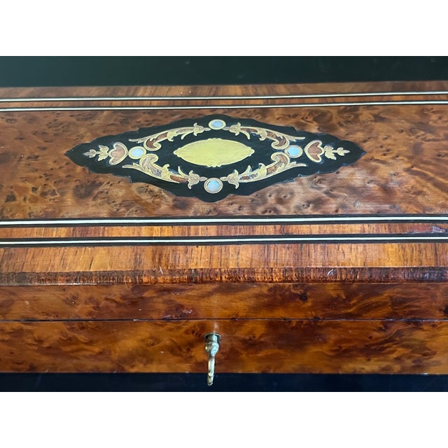 French Napoleon III Period Burl & Brass Box, 1880's For Sale - Image 10 of 12