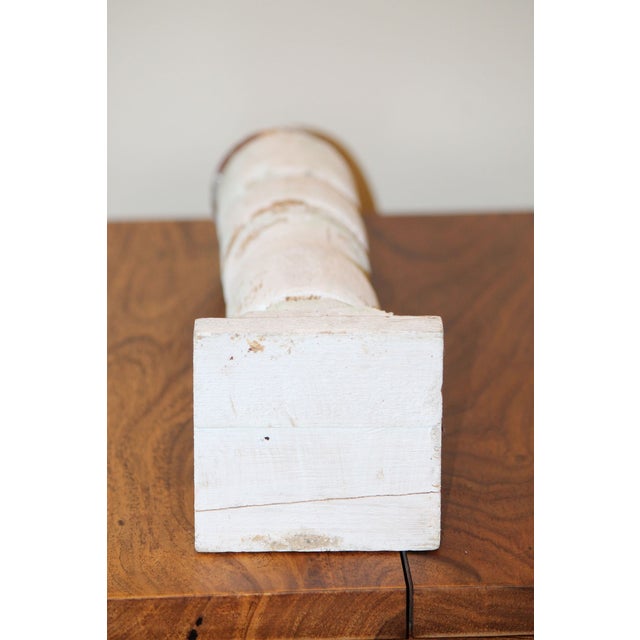 White Reclaimed, Salvaged Wooden Farmhouse Baluster Candleholder For Sale - Image 8 of 8
