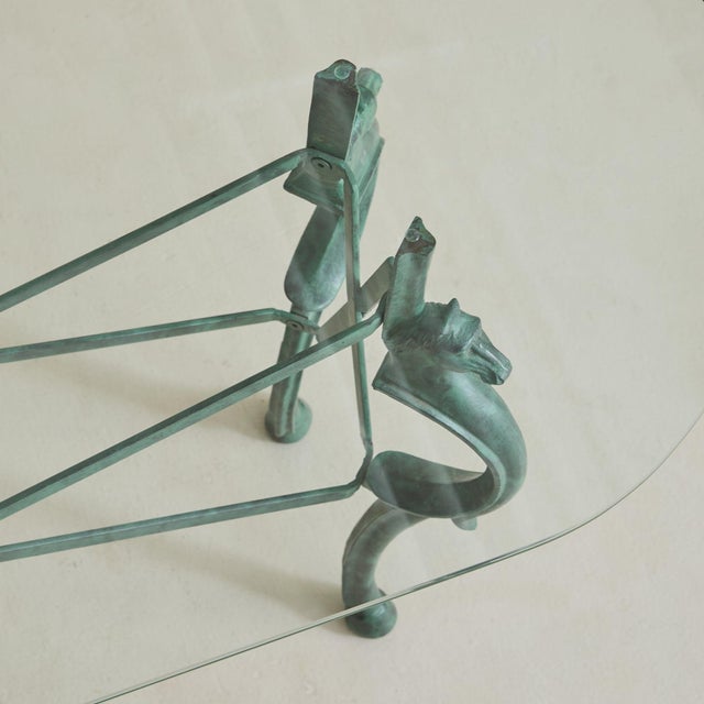 Metal Vintage French Neoclassical Horse Motif Iron Console Table For Sale - Image 7 of 11