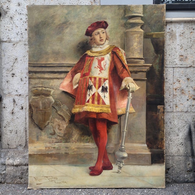 José Alcázar Tejedor, Macero Castellano, 1880, Oil on Canvas For Sale - Image 3 of 18