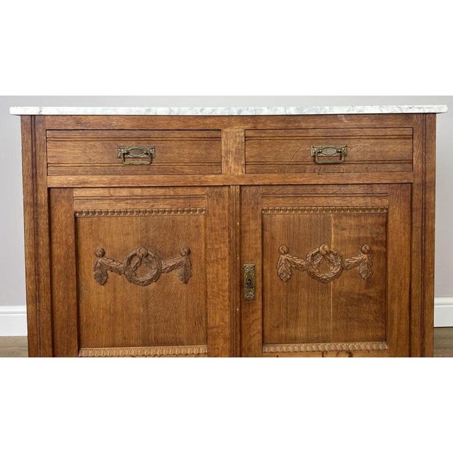 Antique French Marble Top Oak Sideboard For Sale - Image 10 of 17