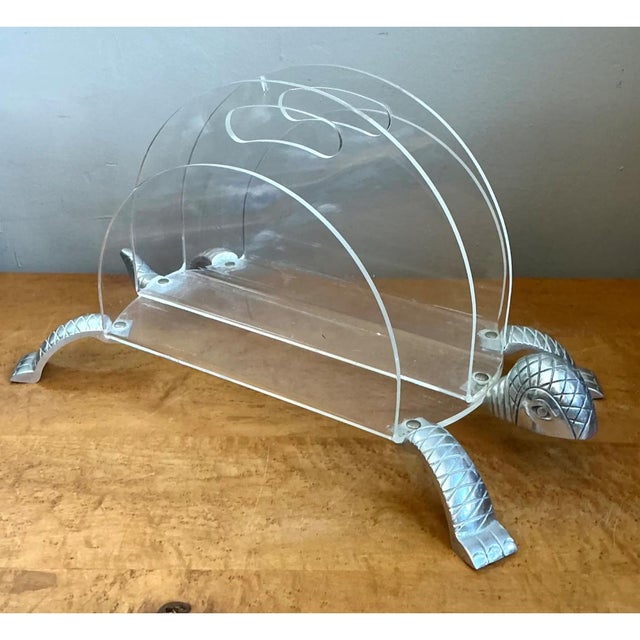 Vintage Lucite and Metal Turtle Magazine Rack For Sale - Image 10 of 12