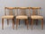 Great set of 3 orginic design chairs by the Dutch company Stevens in the 1950s. Made of solid beech wood, skai upholtery...