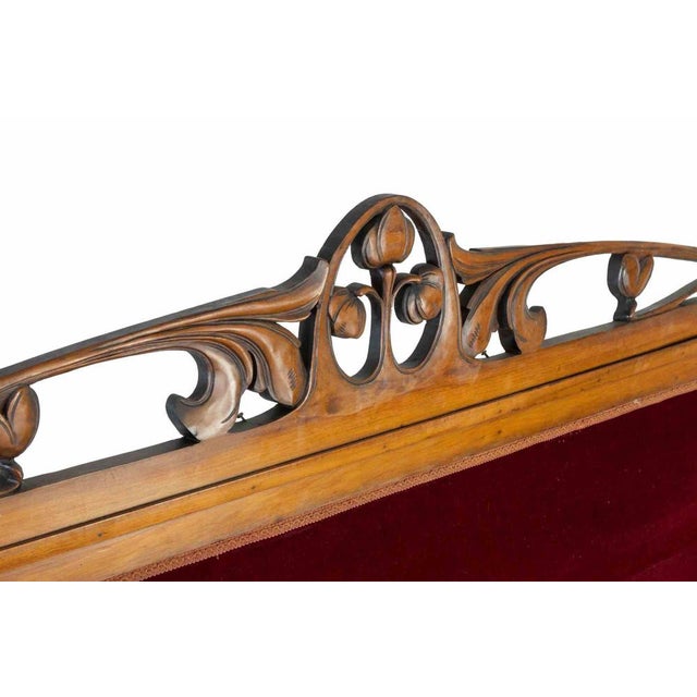 Red Velvet Sofa, Italy, Mid-20th Century For Sale - Image 4 of 8