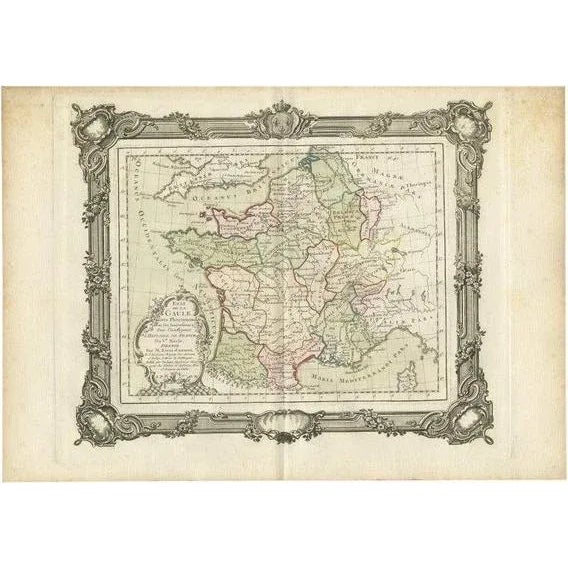 Mid 18th Century Antique Map of France by Zannoni, 1765 For Sale - Image 5 of 5