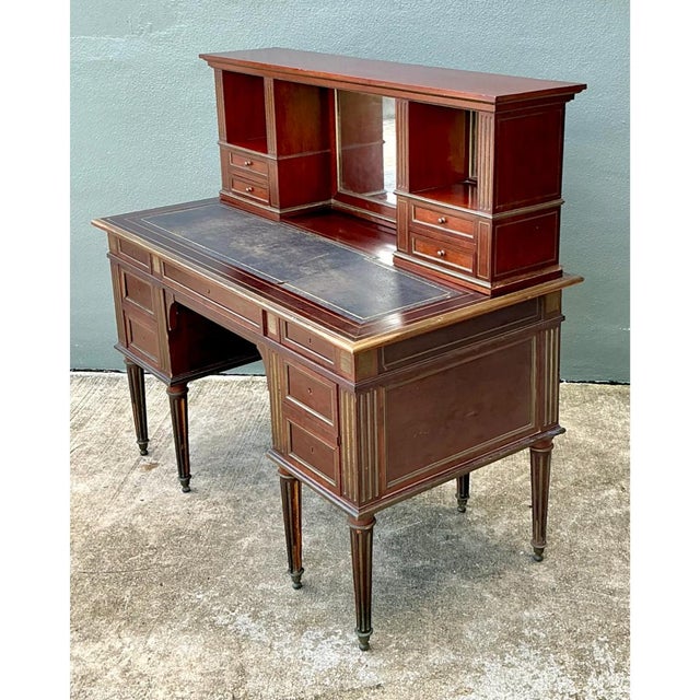Vintage Louis XVI Double Pedestal Writing Desk For Sale - Image 15 of 15