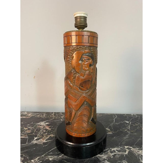 Mid-Century Modern 20th Century Japanese Carved Bamboo Samurai Lamp Base, 1960s For Sale - Image 3 of 7