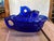 Portieux Vallerysthal Vintage Cobalt Blue Glass Koi Fish Gravy Boat For Sale - Image 4 of 12