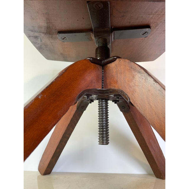 Early 20th Century Early 20th Century Rustic Industrial Swivel Child's Chair, Hardwood & Cast Iron School Chair For Sale - Image 5 of 10