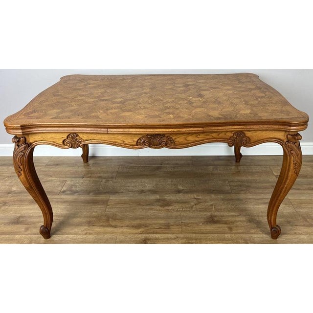 French Louis XVI Extendable Dining Table in Carved Oak For Sale - Image 15 of 15