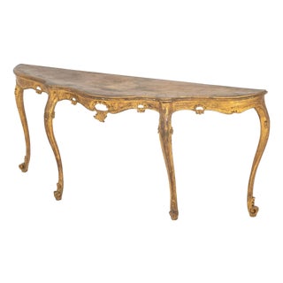 Italian Louis XV Style Giltwood Console Table For Sale