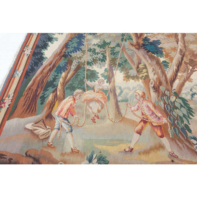 Antique 19th Century French Needlepoint Tapestry Depicting a Bucolic Scene For Sale - Image 4 of 4
