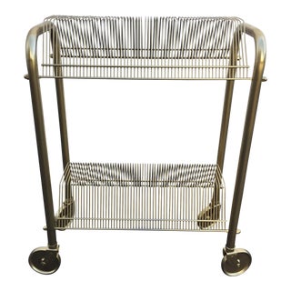 Vintage Gold Wheeled 45s Record Cart For Sale