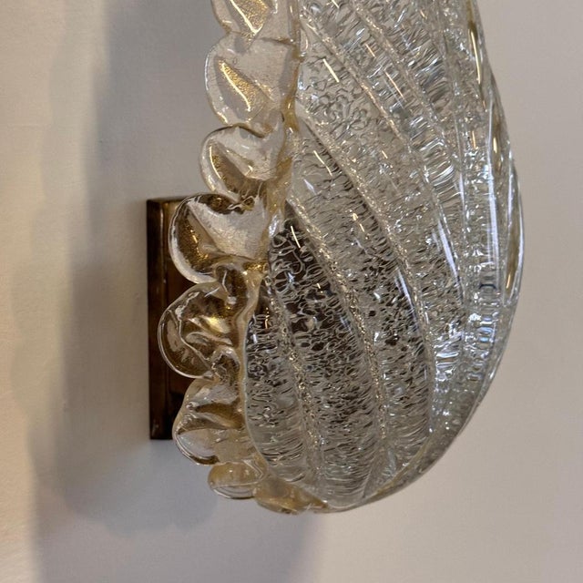 Single Leaf Sconce in Pulegoso Glass with Gold Accents attributed to Barovier & Toso, 1950s For Sale - Image 12 of 18