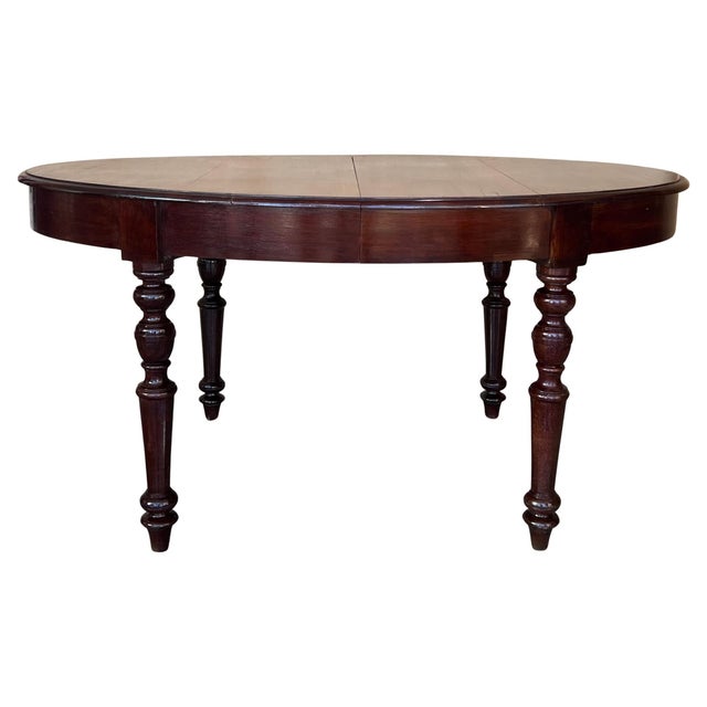 Antique Spanish Oval Round Dining Table with Four Legs For Sale - Image 15 of 18