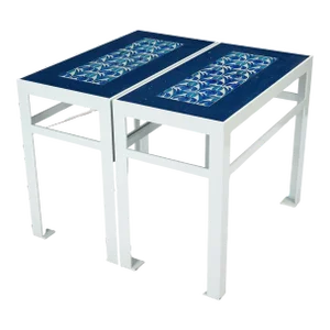 Pair of Custom Marble & Tile Top Tables With Maw & Co Tiles, 1880-90