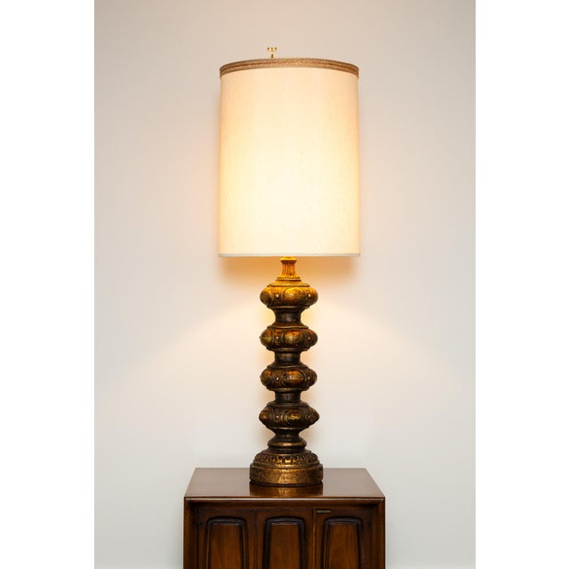 Mid-Century table lamp by The Feldman Company of Los Angeles California. Impressive statement lamp with heavily textured...