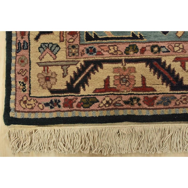 Heriz Rug 3’10” X 6’3” Blue Wool Vintage Tribal Hand-Knotted Oriental Carpet For Sale - Image 9 of 12