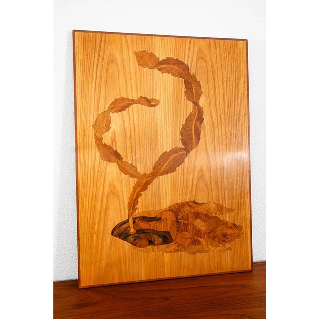 20th C. Mid Century Modern Wood Inlay Art Set of 3 Sea Creatures Mosaic Panels Denmark For Sale - Image 4 of 10