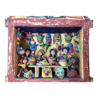 Antique Peruvian Retable Featuring a Mask Store or Workshop. For Sale