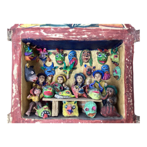 Antique Peruvian Retable Featuring a Mask Store or Workshop.