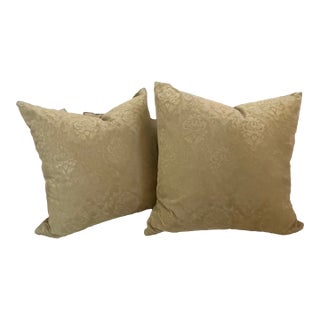 Pair of Cut Velvet Pillows Feather Down Inserts For Sale