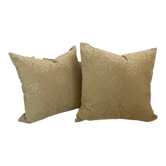 Pair of Cut Velvet Pillows Feather Down Inserts For Sale