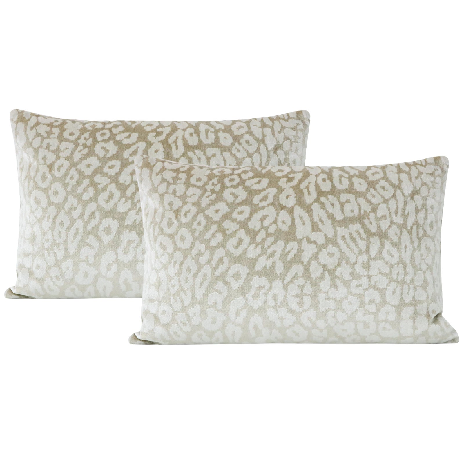 12 X 18 Neutral Leopard Velvet Lumbar Pillows A Pair Chairish