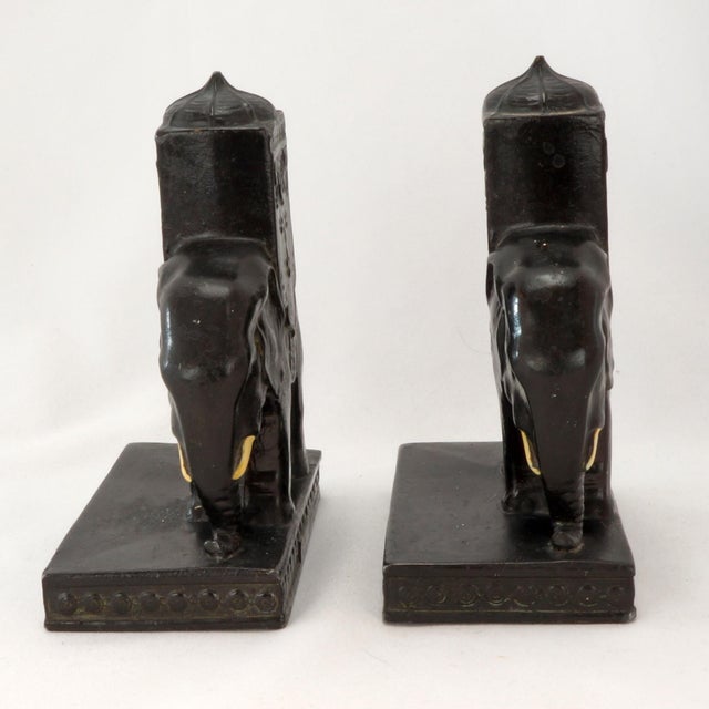 Ronson Art Metal Works Pair of Ronson Howdah Elephant Bookends 1923 For Sale - Image 4 of 11