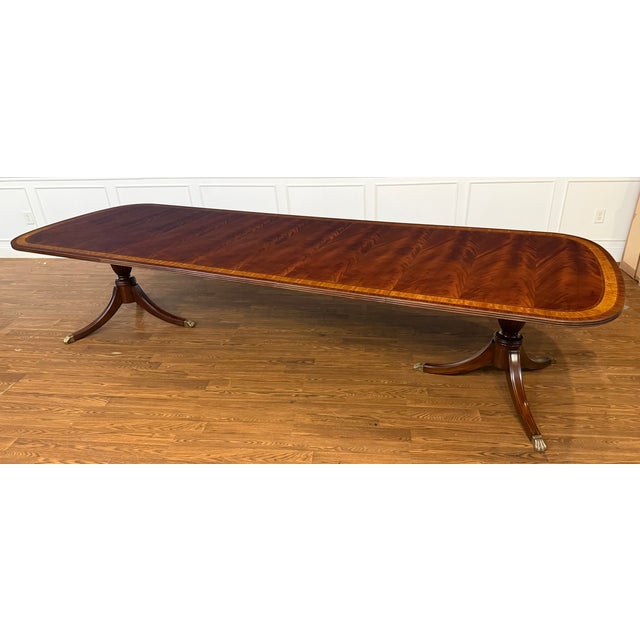 Wood Traditional Multi-Banded Georgian Style Mahogany Dining Table by Leighton Hall - Showroom Sample For Sale - Image 7 of 16