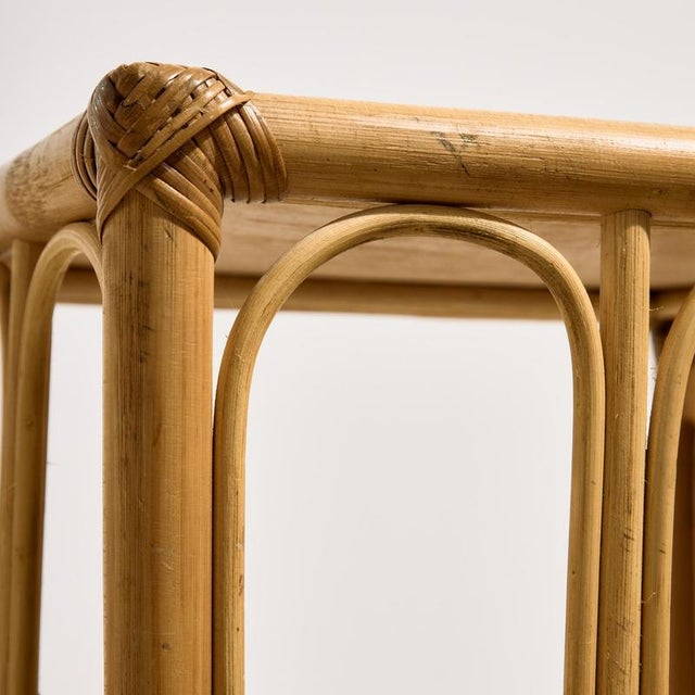 Wood Bamboo and Rattan Nesting Tables, 1970s, Set of 3 For Sale - Image 7 of 11