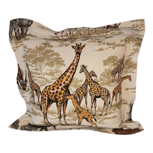 Vintage Giraffe Safari Jungle Throw Pillow, Reversible Handmade