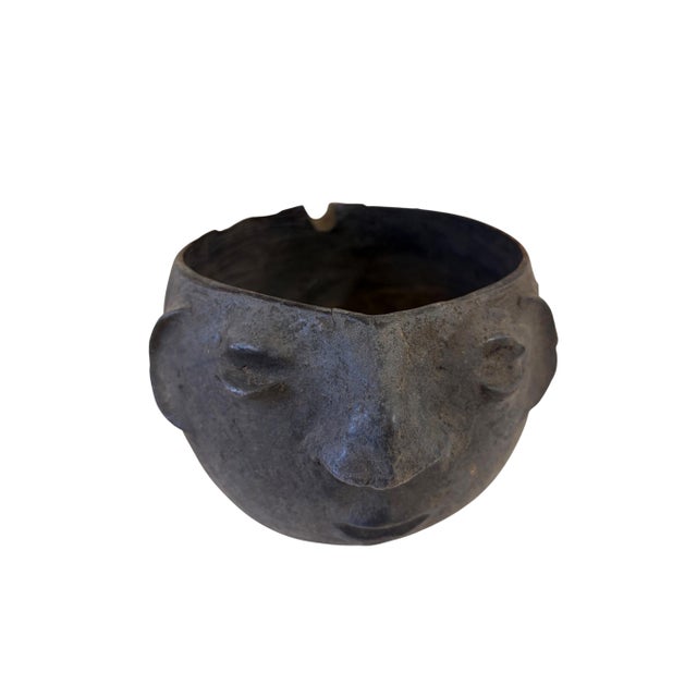 African Vintage Lg African Ceremonial Kuba Wooden Cup Figural Head Congo 5.5" H For Sale - Image 3 of 10