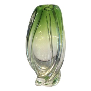 Vase in Transparent Green Crystal from Val Saint Lambert, 1950s For Sale