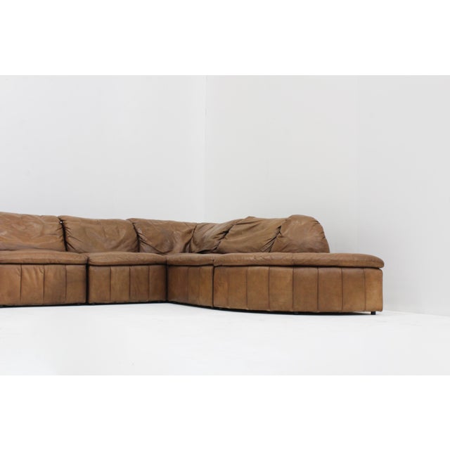Vintage Brown Leather Modular Sofa from Laauser, 1970s, Set of 7 For Sale - Image 6 of 12