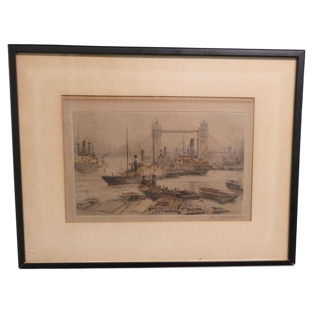 Henry G. Walker, London Bridge, 1920, Etching, Framed For Sale - Image 8 of 8