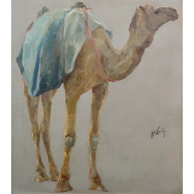 African Hugo Vilfred Pedersen-Portrait of a Camel-Orientalist Oil Painting C.1900s For Sale - Image 3 of 10