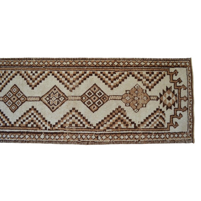 1970s Pure Natural Undyed Wool Hand-Knotted Turkish Runner Rug Moroccan Style - 2′9″ × 12′8″ For Sale - Image 11 of 14