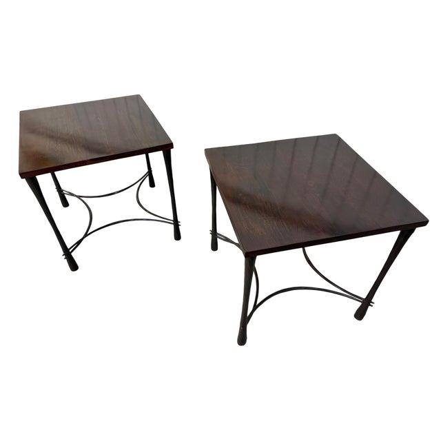 Mid-Century Modern Vintage Giacometti Style Square Side Tables - Set of 2 For Sale - Image 3 of 11