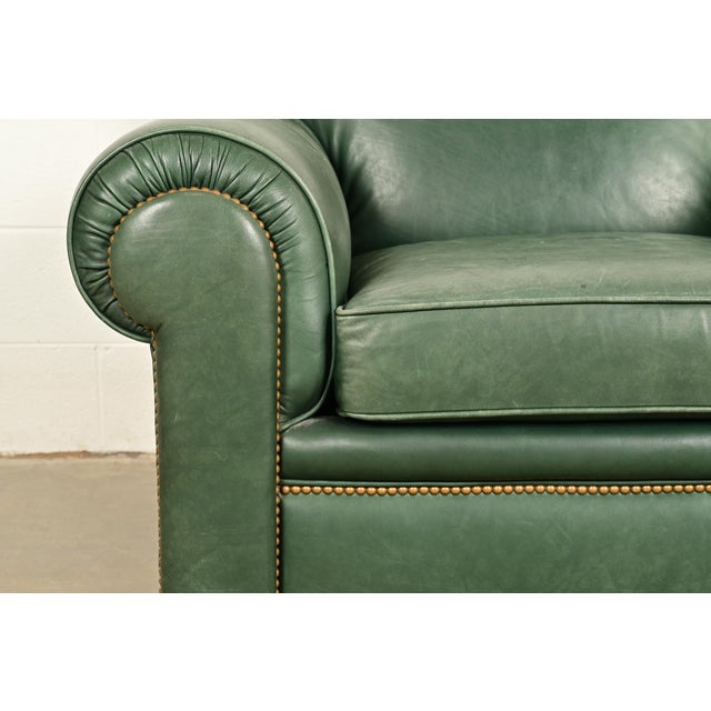 Century Furniture Art Deco Studded Leather Lounge Chair With Ottoman For Sale - Image 10 of 12