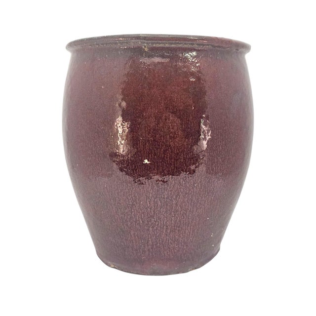 Red Late 20th-Century Chinese Oxblood-Glazed Stoneware Planter 9.75" For Sale - Image 8 of 10
