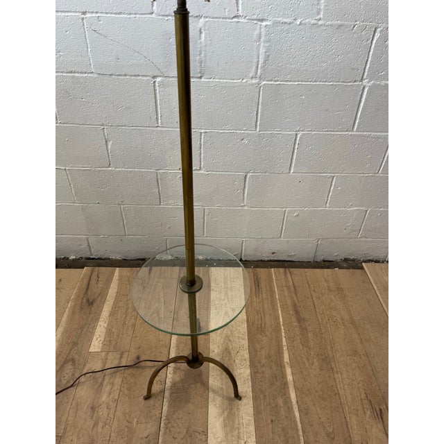 Stiffel Brass Floor Lamp With Round Glass Table For Sale In New York - Image 6 of 12