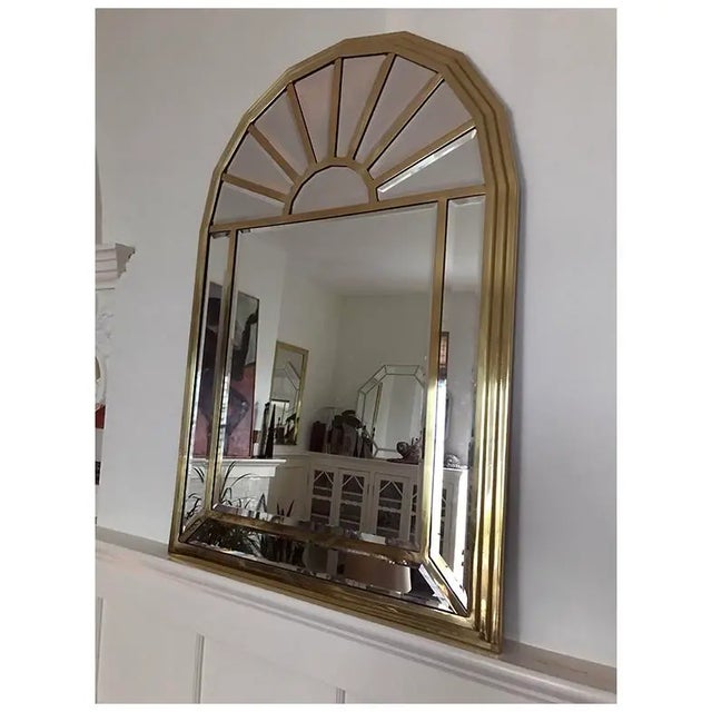 Motivated Seller: 1970s Hollywood Regency Brass Arc Mirror With Beveled Panels For Sale In Cincinnati - Image 6 of 8