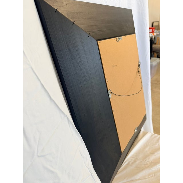 Pottery Barn Early 2000s Pottery Barn Deep-Beveled Black Wood Wall Mirror For Sale - Image 4 of 4